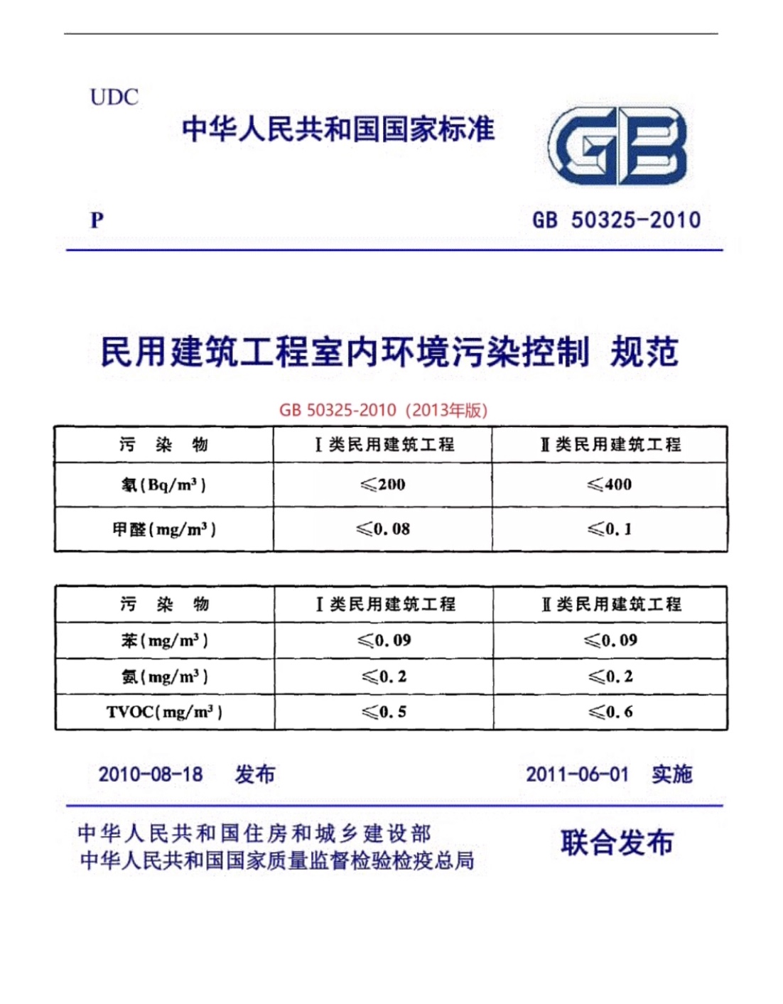 GB 50325-2010《民用建筑工程室內環(huán)境污染控制規(guī)范》